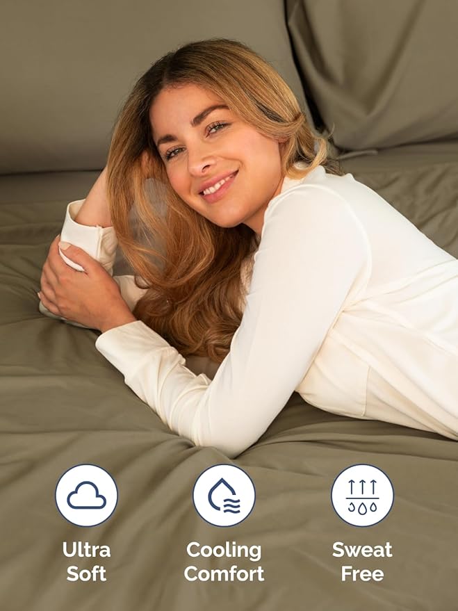 Extra Deep Twin XL Fitted Sheet - Hotel Luxury Single Fitted Sheet Only - Easily Fits 18 inch to 24 inch Mattress - Ultra Soft, Wrinkle & Fade Free w/Extra Deep Pockets - Breathable & Comfy - Khaki