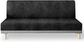 molasofa Leather Like Stretch Futon Slipcover Armless Futon Bed Sofa Cover Furniture Protector with Elastic Bottom, Soft and Washable Futon Cover for Sofa Bed Stay in Place（Medium，Dark Grey）