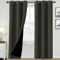 H.VERSAILTEX 100% Blackout Curtains for Bedroom Thermal Insulated Blackout Curtains Heat and Full Light Blocking Curtains for Living Room with Black Liner 2 Panels Set, 42 x 84 Inch, Olive