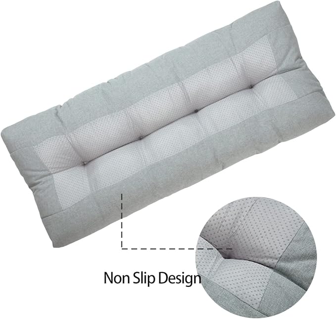 FUNHOME Outdoor Bench Cushion 48 x18 inch with Non-Slip Grips,Water Resistant Porch Swing Cushion,Bench Pillow Pads,Tufted Cushions for Patio Garden Furniture,48" Seat Cushions(Light Gray)