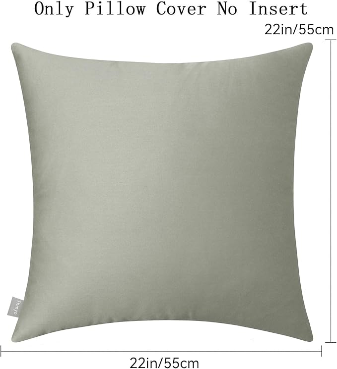 Thmyo 4-Pack 100% Cotton Comfortable Solid Decorative Throw Pillow Case Square Cushion Cover Pillowcase Sublimation Blank Pillow Covers DIY Throw Pillowcase for Sofa Bedroom(22x22 inch/ 55x55cm,Grey)