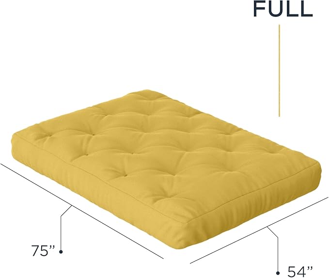 Royal Sleep Products by The Futon Factory 6 inch Foam Futon Mattress - Solid Mustard Cover - Full Size - CertiPUR Certified Foams - Made in USA - Replacement Mattress - (Frame not Included)