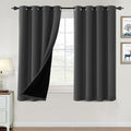 H.VERSAILTEX 100% Blackout Curtains for Bedroom Thermal Insulated Blackout Curtains 54 inch Length Heat and Full Light Blocking Curtains for Living Room with Black Liner 2 Panels, Charcoal Gray