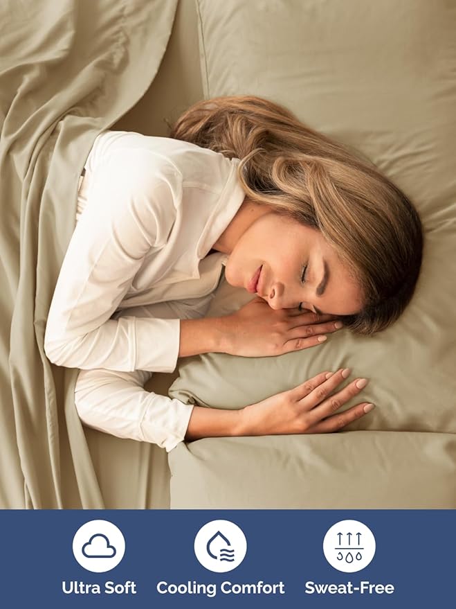 Extra Deep Pocket Twin XL Sheets - 3 Piece Breathable & Cooling Bed Sheets - Hotel Luxury Bed Sheet Set - Soft, Wrinkle Free & Comfy - Easily Fits Extra Deep Mattresses - Deep Pocket Beige Sheets Set