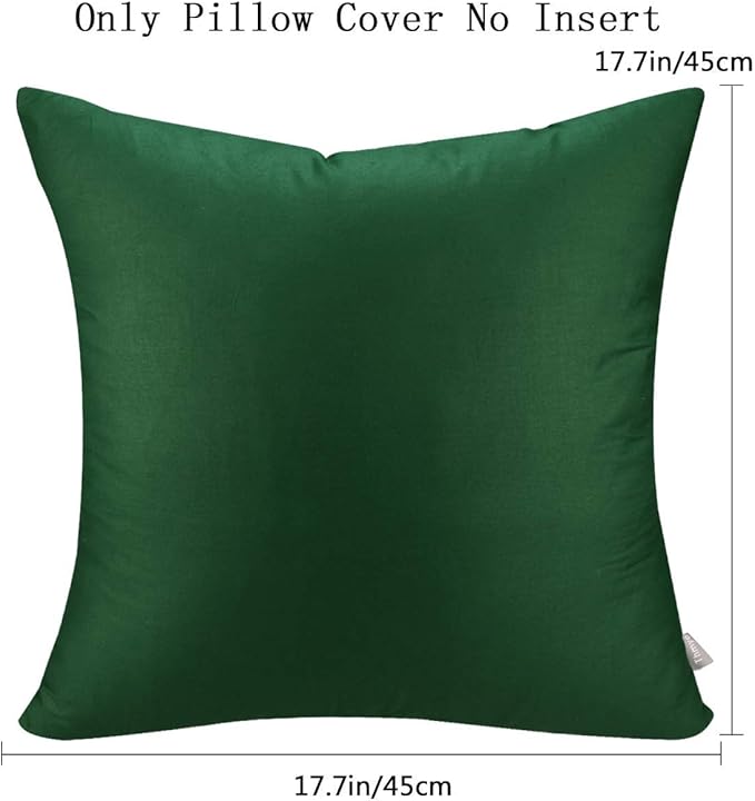 4-Pack 100% Cotton Comfortable Solid Decorative Throw Pillow Case Square Cushion Cover Pillowcase Sublimation Blank Pillow Covers(Cover Only,No Insert)(16x16 inch/ 40x40cm, Christmas Green)