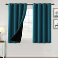 H.VERSAILTEX 100% Blackout Curtains for Bedroom Thermal Insulated Blackout Curtains 45 inch Length Heat and Full Light Blocking Curtains for Living Room with Black Liner 2 Panels Set, Dark Teal