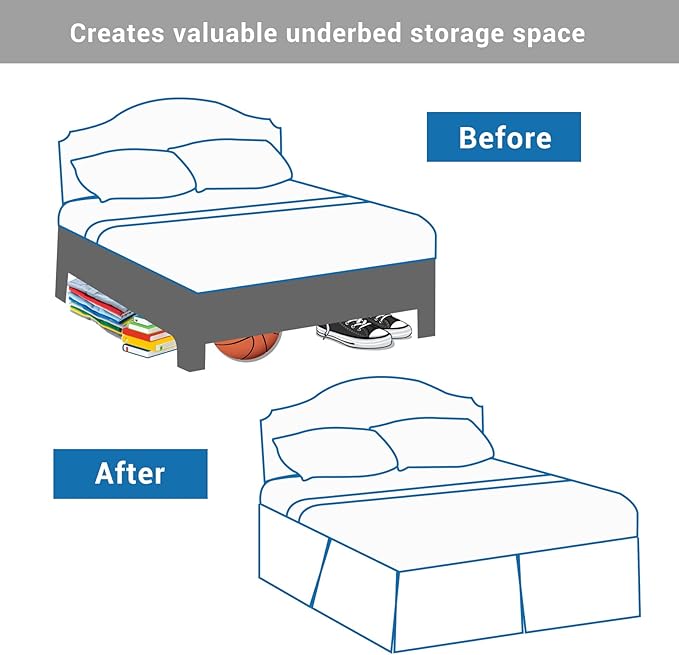 Simple&Opulence Premium Linen Bed Skirt Basic Style 18 inch Tailored Drop Dust Proof Easy Fit Breathable (18'' Basic-Linen, Twin)