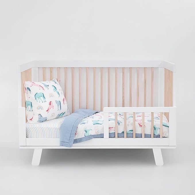 Little Unicorn Toddler Bedding 3-Piece Set | Super Soft & Breathable Muslin Fabric | for Convertible Cribs & Toddler Beds (Unicorns)