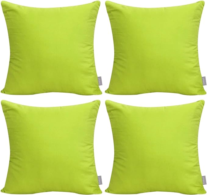Thmyo 4-Pack 100% Cotton Comfortable Solid Decorative Throw Pillow Case, Square Cushion Cover Pillowcase Sublimation Blank Pillow Covers DIY Throw Pillowcase for Sofa(16x16 inch/ 40x40cm,Light Green)
