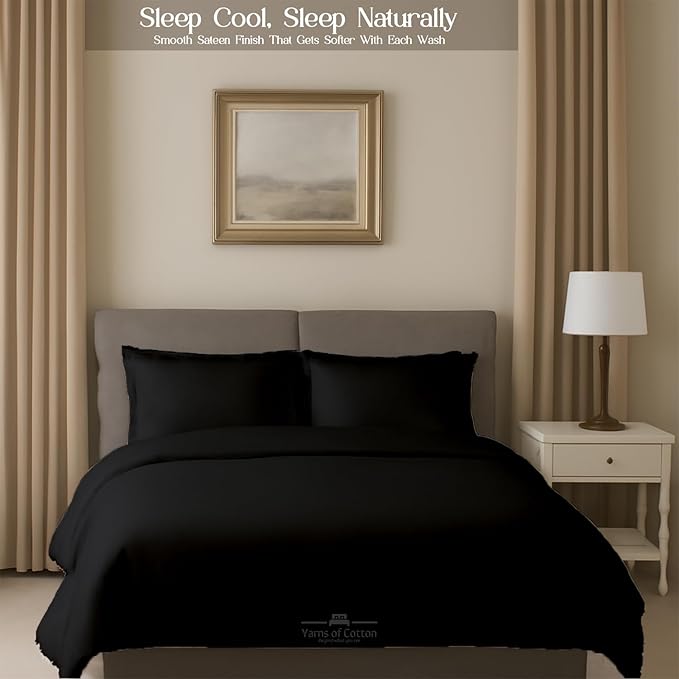 Sleeper Sofa 4 Piece Bed Sheet Set Premium Quality 100% Cotton 500 Thread Count, Smooth & Super Soft Sateen Weave, Extra Soft Bed Sheets, Wrinkle Free, 6 Inch Deep Pocket (Twin, Black)