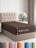 Extra Deep Twin XL Fitted Sheet - Hotel Luxury Single Fitted Sheet Only - Easily Fits 18 inch to 24 inch Mattress - Ultra Soft, Wrinkle & Fade Free w/Extra Deep Pockets - Breathable & Comfy - Brown