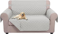 U-NICE HOME Loveseat Sofa Cover Reversible Couch Cover for Dogs with Elastic Straps Water Resistant Furniture Protector for Pets Couch Cover for 2 Cushion Couch (Loveseat, Light Grey/Light Grey)