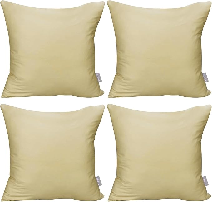 4-Pack 100% Cotton Comfortable Solid Decorative Throw Pillow Case,Thmyo Square Cushion Cover Pillowcase Sublimation Blank Pillow Covers DIY Throw Pillowcase for Sofa Bedroom(20x20 inch/ 50x50cm,Khaki)