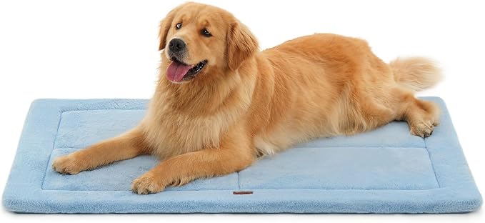 MADE 4 PETS Dog Crate Pad Bed for Large Dogs, Washable & Reversible, Anti-Slip Kennel Mat for Cozy Sleeping, Soft Fluffy Dog Bed for Indoor & Outdoor Use, 44"x32", Blue