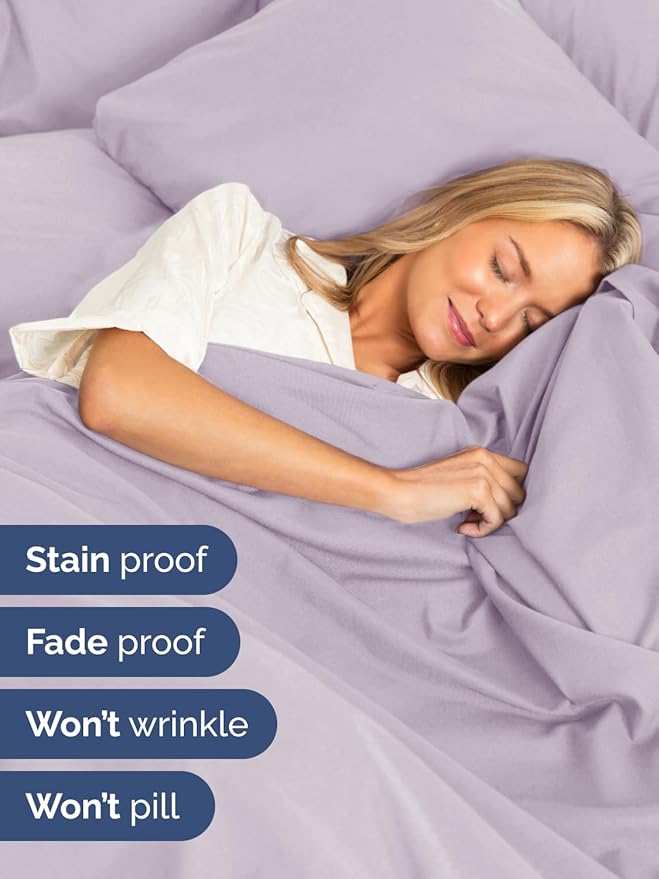 Extra Deep Pocket Full Sheets - 4 Piece Breathable & Cooling Bed Sheets - Hotel Luxury Sheet Set - Soft, Wrinkle Free & Comfy - Easily Fits Extra Deep Mattresses - Deep Pocket Light Lavender Sheets