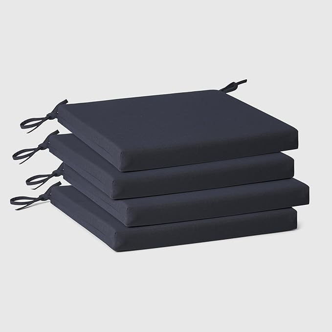 WestinTrends Solace Outdoor Patio Kitchen Dining Chair Square Seat Cushions Set of 4, 20 x 20, Navy Blue
