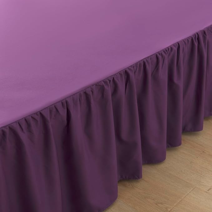 Bed Skirt Queen Size Ruffled Bed Skirt with Split Corners, 14 Inch Drop Dust Ruffle Bed Skirt with Platform, Grape, 14'' Queen