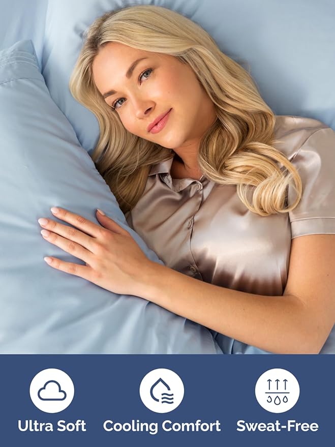Extra Deep Full Fitted Sheet - Hotel Luxury Single Fitted Sheet Only - Easily Fits 18 inch to 24 inch Mattress - Ultra Soft, Wrinkle & Fade Free w/Extra Deep Pockets - Breathable & Comfy - Sky Blue