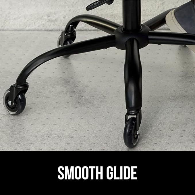 GORILLA GRIP Slip Resistant Office Chair Mat for Carpet Floors, Smooth Glide Under Desk Carpeted Floor Protector, Heavy Duty Plastic Computer Mats for Rolling Work and Gaming Chairs 29x47, Clear