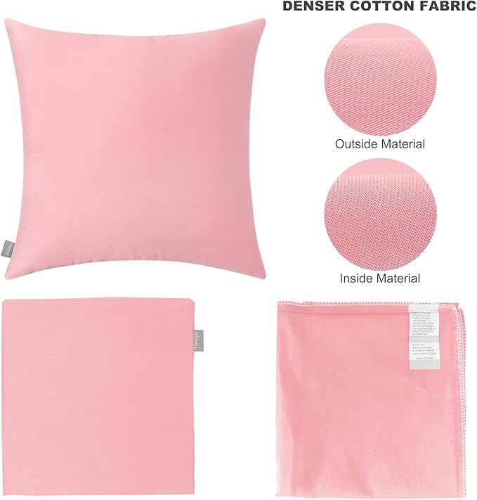 4-Pack 100% Cotton Comfortable Solid Decorative Throw Pillow Case,Thmyo Square Cushion Cover Pillowcase Sublimation Blank Pillow Covers DIY Throw Pillowcase for Couch Sofa(18x18 inch/ 45x45cm,Pink 2)