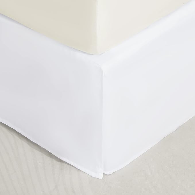 SONIVE Queen Bed Skirt,15" Drop Pleated Dust Ruffle,Classic Tailored Easy Fit Brushed Microfiber Skirts Hotel Quality Shrinkage & Fade Resistant White