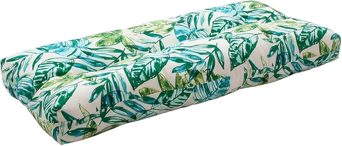 FUNHOME Outdoor Bench Cushion 45 x18 inch with Non-Slip Grips,Water Resistant Porch Swing Cushion,Bench Pillow Pads,Floral Tufted Cushions for Patio Garden Furniture,45" Seat Cushions(Palm Leaf)