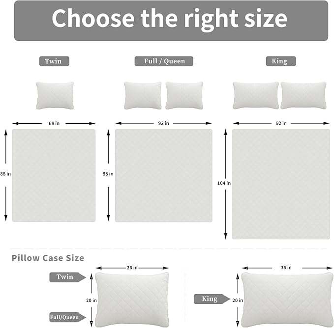Easy-Going Full/Queen Size Reversible Quilt Set with 1 Quilt and 2 Pillow Shams, Soft Bed Quilt Cover, Water Resistant Lightweight Microfiber Bedspread, Stain Resistant, Ivory/Ivory