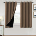 H.VERSAILTEX 100% Blackout Curtains for Bedroom Thermal Insulated Blackout Curtains 54 inch Length Heat and Full Light Blocking Curtains for Living Room with Black Liner 2 Panels Set, Macchiato