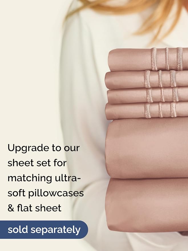 Extra Deep Twin XL Fitted Sheet - Hotel Luxury Single Fitted Sheet Only - Easily Fits 18 inch to 24 inch Mattress - Ultra Soft, Wrinkle & Fade Free w/Extra Deep Pockets - Breathable & Comfy - Mauve