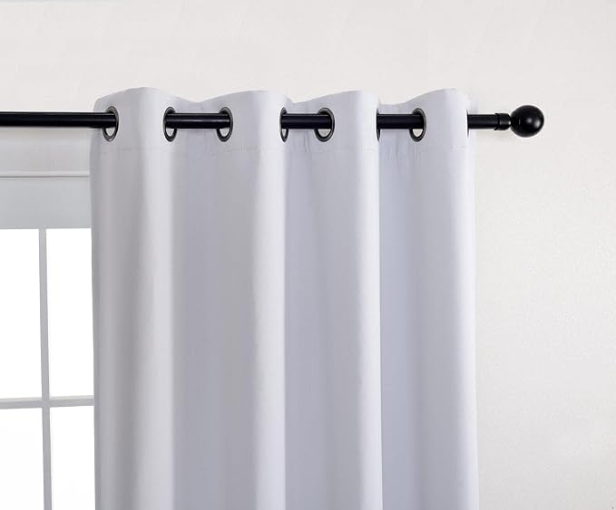 MIUCO Room Darkening Thermal Insulated Grommet Window Blackout Curtains Panels for Bedroom 1 Pair 52x95 Inch Greyish White, Bonus 2 Tie Backs Included