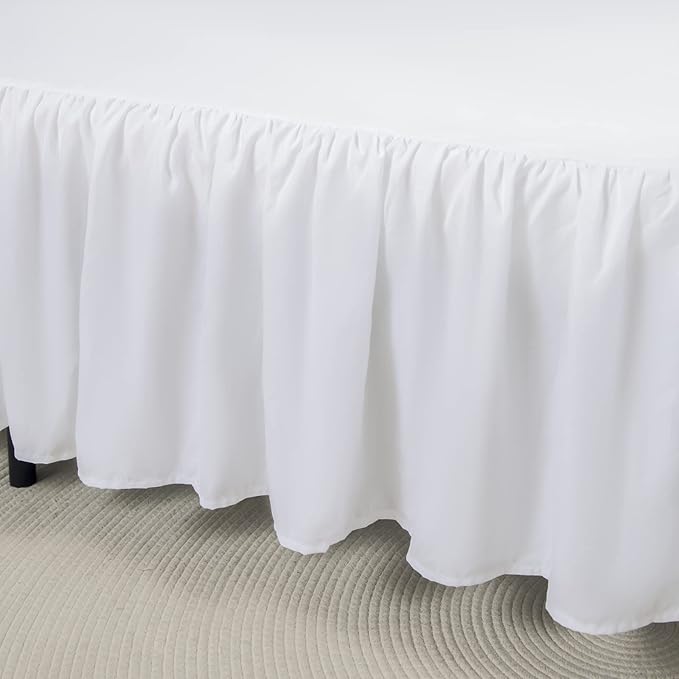 Bed Skirt Full Size Ruffled Bed Skirts with Split Corners, 14 Inch Drop Dust Ruffle Bed Skirt with Platform, White