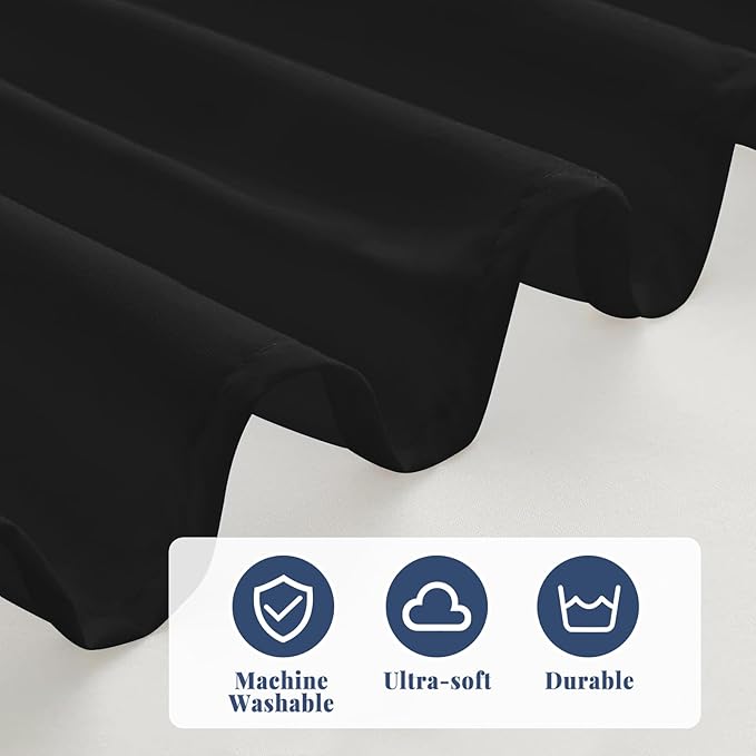 King Bed Skirt, Elastic Wrap Around Bed Skirt King Size, Bed Skirts for Adjustable Bed, Easy Fit with 14" Drop Length Tailored Drop Dust Ruffle (Black)