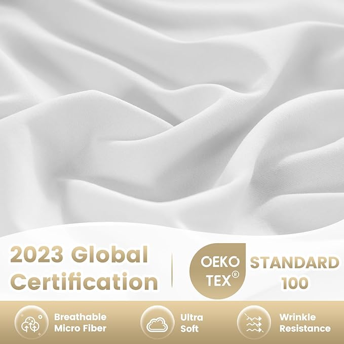 Queen Sheet Set - 4 Piece Silky Soft Breathable Bed Sheet Set, 16" Deep Pocket Queen Sheets Sets Clearance Hotel Luxury Wrinkle Free Easy Care Bedding Sheets, White