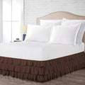 Multi-Ruffle Bed Skirt, Soft Multi Elastic Dust Ruffles with Wrap Around Bed Skirt Easy Fit with 18 Inch Drop 100% Cotton 800 Thread Count (California King, Chocolate)