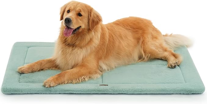 MADE 4 PETS Dog Crate Pad Bed for Large Dogs, Washable & Reversible, Anti-Slip Kennel Mat for Cozy Sleeping, Soft Fluffy Dog Bed for Indoor & Outdoor Use, 41"x29", Green