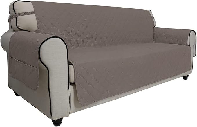 Easy-Going Sofa Slipcover Waterproof Couch Cover for 3 Cushion Couch Sofa Cover Furniture Protector Cover Pets Covers Washable Non-Slip Fabric Pets Kids Children Dog Cat (Sofa, Taupe)