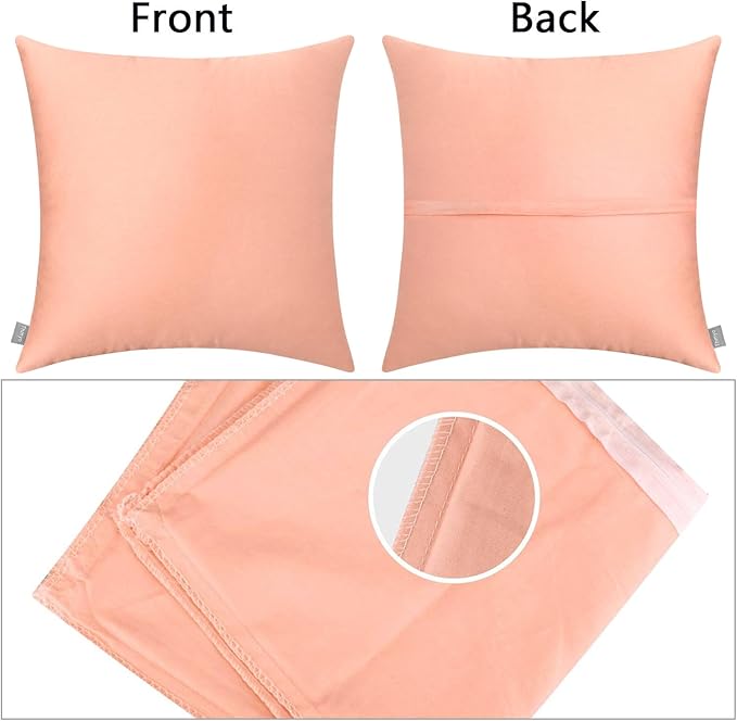 Thmyo 4-Pack 100% Cotton Comfortable Solid Decorative Throw Pillow Case, Square Cushion Cover Pillowcase Sublimation Blank Pillow Covers DIY Throw Pillowcase(18x18 inch/ 45x45cm,Sakura Pink)