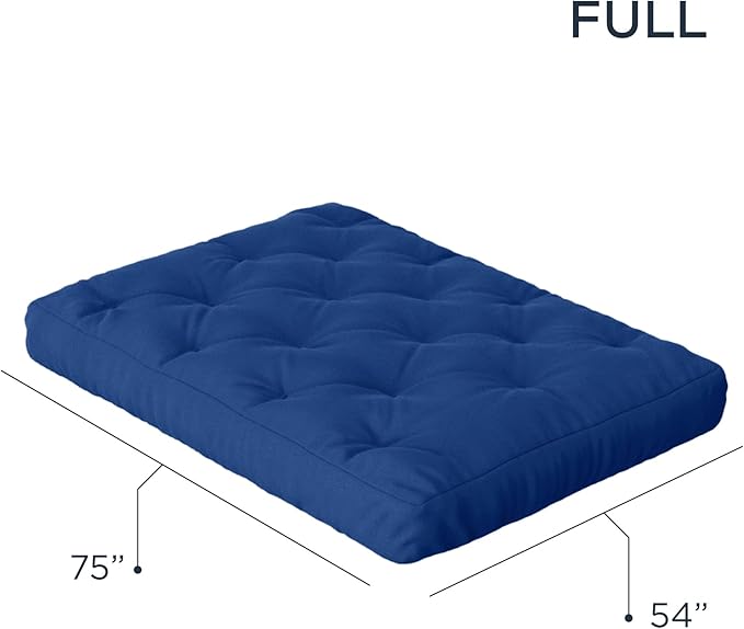 Royal Sleep Products by The Futon Factory 6 inch Foam Futon Mattress - Solid Royal Blue Cover - Full Size - CertiPUR Certified Foams - Made in USA - Replacement Mattress - (Frame not Included)