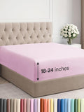 Extra Deep Cal King Fitted Sheet - Hotel Luxury Single Fitted Sheet Only - Easily Fits 18 inch to 24 inch Mattress - Ultra Soft, Wrinkle Free with Extra Deep Pockets - Breathable & Comfy - Light Pink
