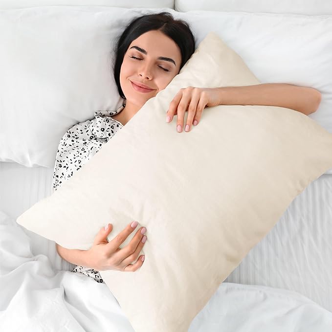 BEDELITE Flannel Pillow Cases Queen Size Set of 2, Super Soft Fleece Pillowcases with Zipper for Bedroom, Sofa, Luxury Cozy Fuzzy Velvet Pillow Shams for All Seasons(20x30 Inches, Off White)