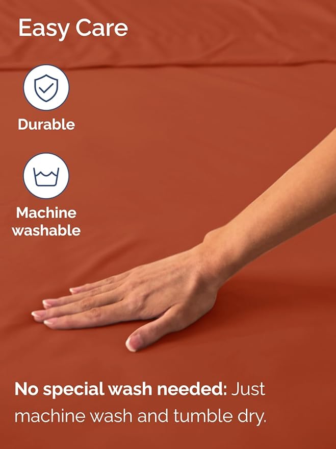 Extra Deep Full Fitted Sheet - Hotel Luxury Single Fitted Sheet Only - Easily Fits 18 inch to 24 inch Mattress - Ultra Soft, Wrinkle & Fade Free w/Extra Deep Pockets - Breathable & Comfy - Terracotta