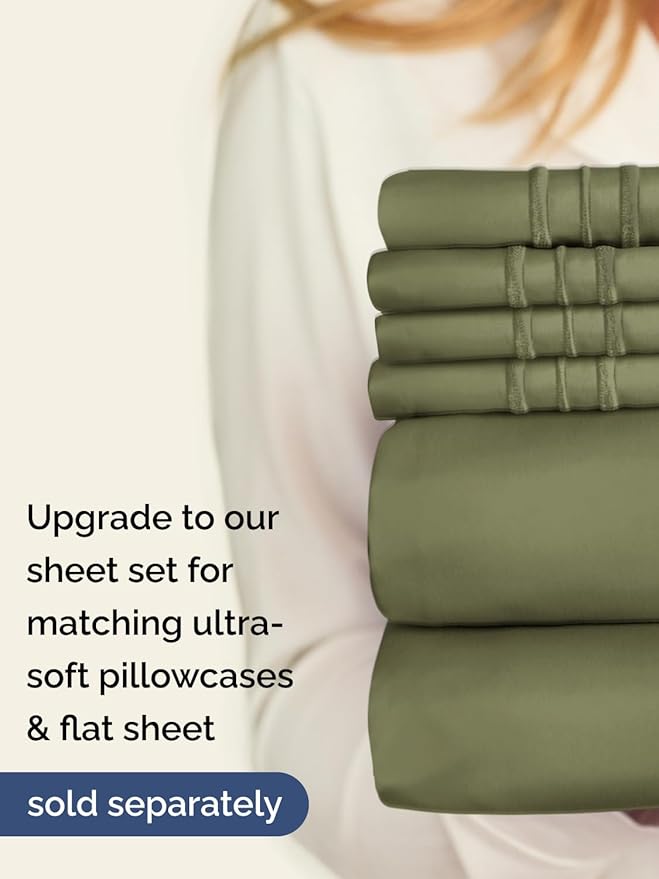 Extra Deep Twin XL Fitted Sheet - Hotel Luxury Single Fitted Sheet Only - Easily Fits 18 inch to 24 inch Mattress - Ultra Soft, Wrinkle Free with Extra Deep Pockets - Breathable & Comfy - Sage Green