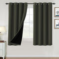 H.VERSAILTEX 100% Blackout Curtains for Bedroom Thermal Insulated Blackout Curtains 54 inch Length Heat and Full Light Blocking Curtains for Living Room with Black Liner 2 Panels Set, Olive