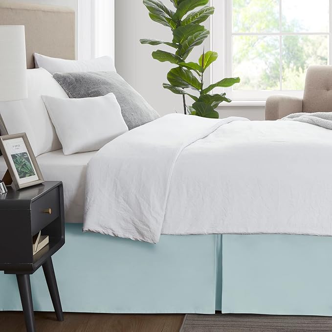 Nestl Light Baby Blue Bed Skirt King Size - King Bed Skirt 14 Inch Drop - Brushed Microfiber Bed Skirts - Hotel Quality Pleated Bed Skirt - Shrinkage & Fade Resistant