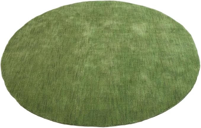 Hand Knotted Loom Wool ECO-Friendly Area Rugs - 8'x8', Round, Green Color, Solid Plain Design, High Pile Thick Handmade Anti Skid Area Rugs for Living Room, Bed Room (L00111)