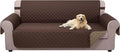 U-NICE HOME Large Sofa Cover Reversible Couch Cover for Dogs with Elastic Straps Water Resistant Furniture Protector for Pets Couch Cover for 3 Cushion Couch (Oversized Sofa, Chocolate/Taupe)