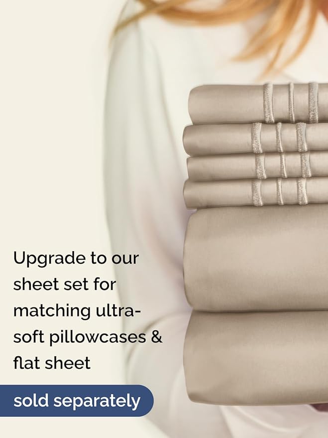 Extra Deep Cal King Fitted Sheet - Hotel Luxury Single Fitted Sheet Only - Easily Fits 18 inch to 24 inch Mattress - Ultra Soft, Wrinkle & Fade Free w/Extra Deep Pockets - Breathable & Comfy - Cream