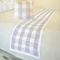 The HomeCentric King/Queen/Twin Lavender Decorative Bed Runner Queen 74"x18" Bed Runner with Two Pillow Cover, Checkered, Buffalo Plaid, Check Bed Scarf on Cotton Fabric - Lavender Plaid Knots