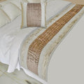The HomeCentric King/Queen/Twin Beige Designer Twin 53"x18" Bed Runner Without Pillow Cover, Velvet & Patchwork Bed Scarf on Velvet Fabric - Luxe Velvet Lines