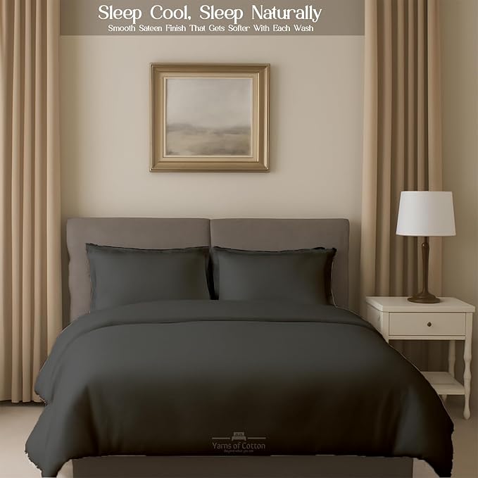Sleeper Sofa 4 Piece Bed Sheet Set Premium Quality 100% Cotton 500 Thread Count, Smooth & Super Soft Sateen Weave, Extra Soft Bed Sheets, Wrinkle Free, 4 Inch Deep Pocket (Full, Dark Grey)